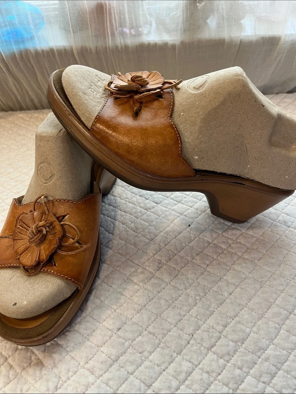 Dansko leather wedge slide sandals size 7